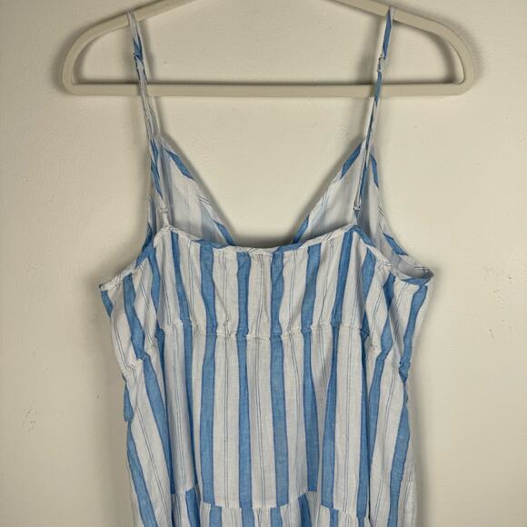 Rails Avril Tiered Midi Dress Gibson Stripe Size XL Blue White Linen Sundress - Picture 11 of 12